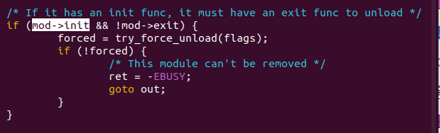 no exit in kenrel module
