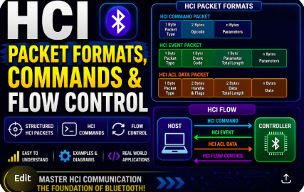 what is HCI — Packet Formats, Commands & Flow Control, bluetooth programming in c, bluetooth developmennt in c, bluetooth tutorial, bluez tutorail