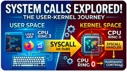 How Linux System Calls Work – From User Space to Kernel Space, linux system prorgramming, linux user space prgramming, linux kenrel programming, linux system programming free course, linux development in linux