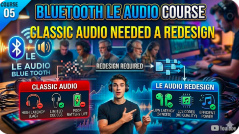 blueooth le audio course: Why Classic Bluetooth Audio Needed a Complete Redesign, ble audio course, ble audio developmentf, ble audio programming bluetooth le audio development, bluetooth le audio profiles