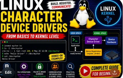 Linux Character Device Drivers - introduction, what are character drivers in linux, how character driver works in linux