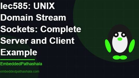 UNIX Domain Stream Sockets: Complete Server and Client Example, free linux system programming course, free linux device drivers course, free embedded linux course, free embedded systems course