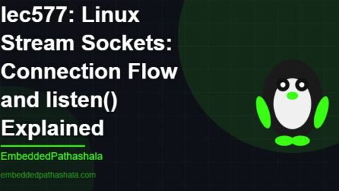 Linux Stream Sockets: Connection Flow and listen() Explained, free linux system programming course, free linux device drivers course, free embedded linux course, free embedded systems course