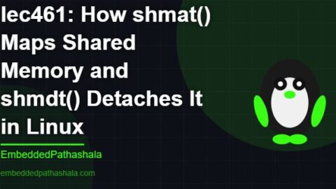 How shmat() Maps Shared Memory and shmdt() Detaches It in Linux, free linux system programming course, free linux device drivers course, free embedded linux course, free embedded systems course