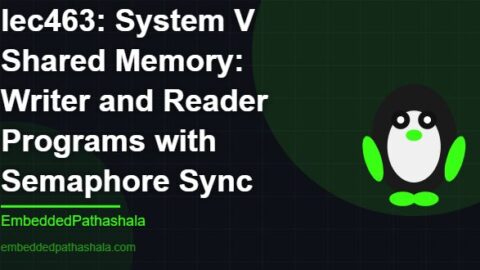System V Shared Memory: Writer and Reader Programs with Semaphore Sync, free linux system programming course, free linux device drivers course, free embedded linux course, free embedded systems course