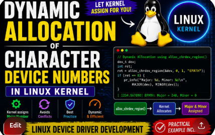 Dynamic Allocation of Character Device Numbers in Linux Kernel, what is dynamic allocation of character device driver in linux