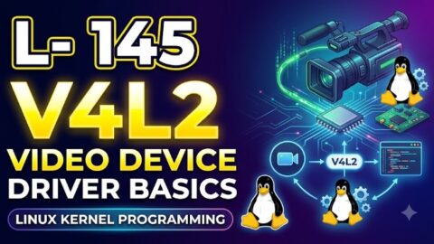 L- 145 V4L2 Video Device Driver Basics, free linux drivers course, learn linux device drivers, linux driver development tutorial, free linux kernel programming, linux device driver training, open source driver development, write linux device drivers, linux kernel driver course, free embedded linux drivers, linux driver tutorial pdf