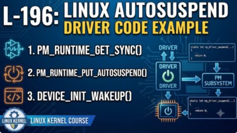 L- 196 Linux Autosuspend Driver Code Example, free linux drivers course, learn linux device drivers, linux driver development tutorial, free linux kernel programming, linux device driver training, open source driver development, write linux device drivers, linux kernel driver course, free embedded linux drivers, linux driver tutorial pdf