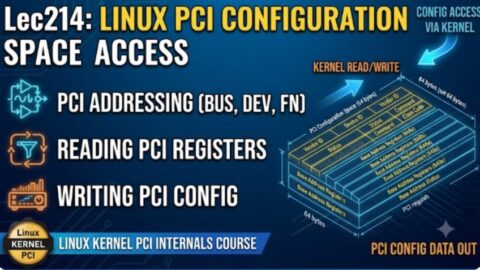L- 214 Linux PCI Configuration Space Access, free linux drivers course, learn linux device drivers, linux driver development tutorial, free linux kernel programming, linux device driver training, open source driver development, write linux device drivers, linux kernel driver course, free embedded linux drivers, linux driver tutorial pdf