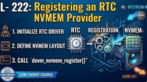 L- 222 Registering an RTC NVMEM Provider, free linux drivers course, learn linux device drivers, linux driver development tutorial, free linux kernel programming, linux device driver training, open source driver development, write linux device drivers, linux kernel driver course, free embedded linux drivers, linux driver tutorial pdf