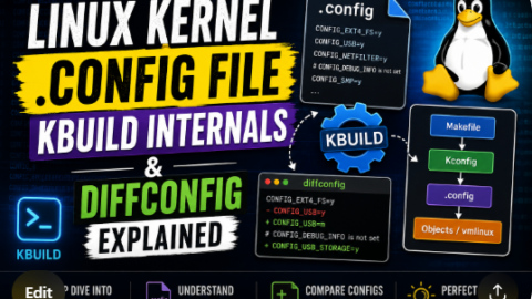 Linux Kernel .config File kbuild Internals & diffconfig Explained free linux kernel development course, free linux device drivers course, free embedded linux course, free embedded systems course, learn linux kernel, embedded systems tutorial, linux device drivers tutorial, free embedded linux tutorial, embedded linux training, linux kernel programming