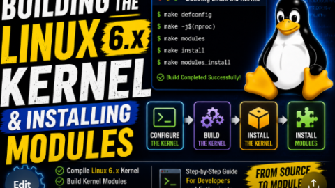 Building the Linux 6.x Kernel & Installing Modules free linux kernel development course, free linux device drivers course, free embedded linux course, free embedded systems course, learn linux kernel, embedded systems tutorial, linux device drivers tutorial, free embedded linux tutorial, embedded linux training, linux kernel programming