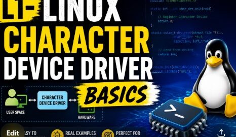 L1- Linux Character Device Driver Basics, free linux drivers course, learn linux device drivers, linux driver development tutorial, free linux kernel programming, linux device driver training, open source driver development, write linux device drivers, linux kernel driver course, free embedded linux drivers, linux driver tutorial pdf