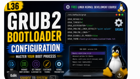GRUB2 Bootloader Configuration-Free Linux kernel development course free linux kernel development course, free linux device drivers course, free embedded linux course, free embedded systems course, learn linux kernel, embedded systems tutorial, linux device drivers tutorial, free embedded linux tutorial, embedded linux training, linux kernel programming