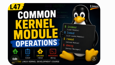 L47: Common Kernel Module Operations-Free Linux kernel development course free linux kernel development course, free linux device drivers course, free embedded linux course, free embedded systems course, learn linux kernel, embedded systems tutorial, linux device drivers tutorial, free embedded linux tutorial, embedded linux training, linux kernel programming