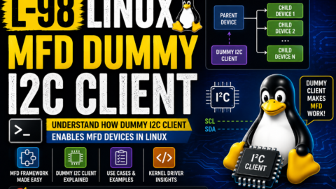 L-98 Linux MFD Dummy I2C Client, free linux drivers course, learn linux device drivers, linux driver development tutorial, free linux kernel programming, linux device driver training, open source driver development, write linux device drivers, linux kernel driver course, free embedded linux drivers, linux driver tutorial pdf