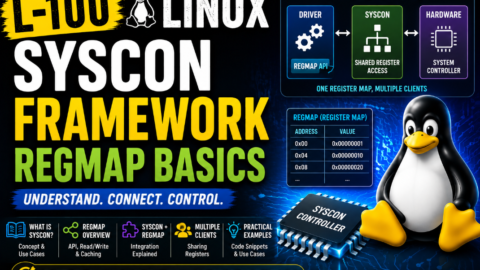 L-100 Linux Syscon Framework Regmap Basics, free linux drivers course, learn linux device drivers, linux driver development tutorial, free linux kernel programming, linux device driver training, open source driver development, write linux device drivers, linux kernel driver course, free embedded linux drivers, linux driver tutorial pdf