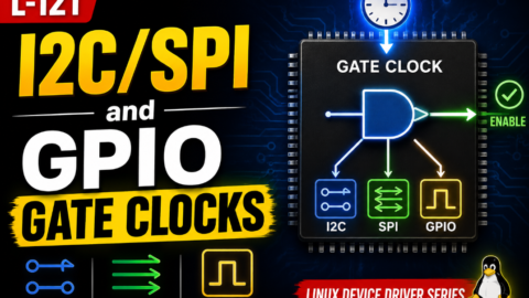 L-121 I2C/SPI and GPIO Gate Clocks, free linux drivers course, learn linux device drivers, linux driver development tutorial, free linux kernel programming, linux device driver training, open source driver development, write linux device drivers, linux kernel driver course, free embedded linux drivers, linux driver tutorial pdf