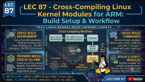 Cross-Compiling Linux Kernel Modules for ARM: Build Setup & Workflow, free linux kernel development course, free embedded systems course, free linux device drivers course, linux kernel tutorial, embedded systems tutorial, linux device drivers tutorial, learn linux kernel programming, embedded linux training, free programming course, open source development tutorial