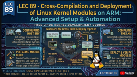 Cross-Compilation and Deployment of Linux Kernel Modules on ARM, free linux kernel development course, free embedded systems course, free linux device drivers course, linux kernel tutorial, embedded systems tutorial, linux device drivers tutorial, learn linux kernel programming, embedded linux training, free programming course, open source development tutorial