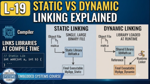L-19 Static vs Dynamic Linking Explained, free linux drivers course, learn linux device drivers, linux driver development tutorial, free linux kernel programming, linux device driver training, open source driver development, write linux device drivers, linux kernel driver course, free embedded linux drivers, linux driver tutorial pdf
