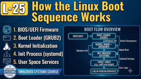 L-25 How the Linux Boot Sequence Works, free linux drivers course, learn linux device drivers, linux driver development tutorial, free linux kernel programming, linux device driver training, open source driver development, write linux device drivers, linux kernel driver course, free embedded linux drivers, linux driver tutorial pdf