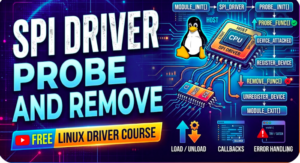 SPI Driver Probe and Remove Free Linux Device Drivers Course, how spi driver probes in linux, how probing workin linux device drivers