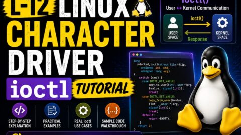 L-12 Linux Character Driver ioctl Tutorial, free linux drivers course, learn linux device drivers, linux driver development tutorial, free linux kernel programming, linux device driver training, open source driver development, write linux device drivers, linux kernel driver course, free embedded linux drivers, linux driver tutorial pdf