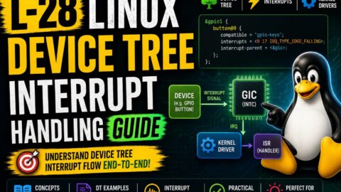L-28 Device Tree Interrupt Handling Guide, free linux drivers course, learn linux device drivers, linux driver development tutorial, free linux kernel programming, linux device driver training, open source driver development, write linux device drivers, linux kernel driver course, free embedded linux drivers, linux driver tutorial pdf