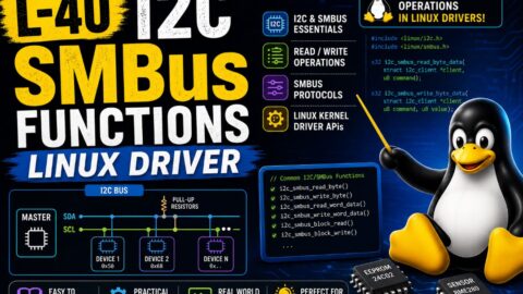 L-40 I2C SMBus Functions Linux Driver, free linux drivers course, learn linux device drivers, linux driver development tutorial, free linux kernel programming, linux device driver training, open source driver development, write linux device drivers, linux kernel driver course, free embedded linux drivers, linux driver tutorial pdf