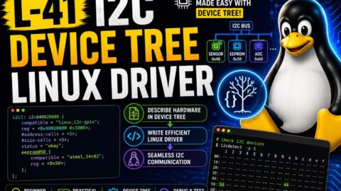 L-41 I2C Device Tree Linux Driver, free linux drivers course, learn linux device drivers, linux driver development tutorial, free linux kernel programming, linux device driver training, open source driver development, write linux device drivers, linux kernel driver course, free embedded linux drivers, linux driver tutorial pdf