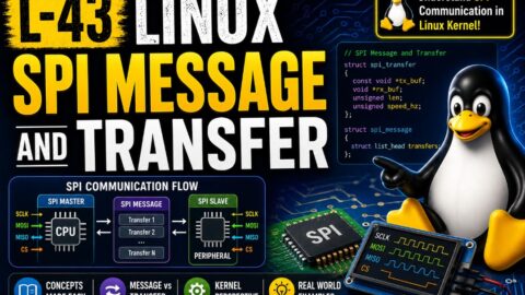 L-43 Linux SPI Message And Transfer, free linux drivers course, learn linux device drivers, linux driver development tutorial, free linux kernel programming, linux device driver training, open source driver development, write linux device drivers, linux kernel driver course, free embedded linux drivers, linux driver tutorial pdf