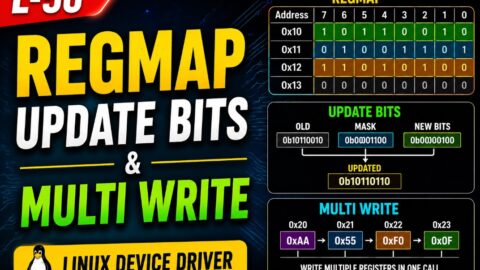 L- 50 Regmap Update Bits and Multi Write, free linux drivers course, learn linux device drivers, linux driver development tutorial, free linux kernel programming, linux device driver training, open source driver development, write linux device drivers, linux kernel driver course, free embedded linux drivers, linux driver tutorial pdf