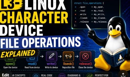 L3- Character Device File Operations, free linux drivers course, learn linux device drivers, linux driver development tutorial, free linux kernel programming, linux device driver training, open source driver development, write linux device drivers, linux kernel driver course, free embedded linux drivers, linux driver tutorial pdf