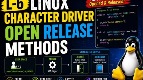 L-6 Character Driver Open Release Methods, free linux drivers course, learn linux device drivers, linux driver development tutorial, free linux kernel programming, linux device driver training, open source driver development, write linux device drivers, linux kernel driver course, free embedded linux drivers, linux driver tutorial pdf