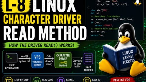 L-8 Linux Character Driver Read Method, free linux drivers course, learn linux device drivers, linux driver development tutorial, free linux kernel programming, linux device driver training, open source driver development, write linux device drivers, linux kernel driver course, free embedded linux drivers, linux driver tutorial pdf