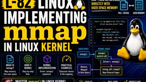 L-82 Implementing mmap In Linux Kernel, free linux drivers course, learn linux device drivers, linux driver development tutorial, free linux kernel programming, linux device driver training, open source driver development, write linux device drivers, linux kernel driver course, free embedded linux drivers, linux driver tutorial pdf