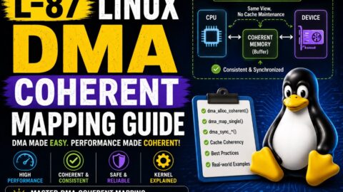 L-87 Linux DMA Coherent Mapping Guide, free linux drivers course, learn linux device drivers, linux driver development tutorial, free linux kernel programming, linux device driver training, open source driver development, write linux device drivers, linux kernel driver course, free embedded linux drivers, linux driver tutorial pdf