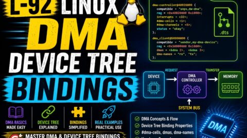 L-92 Linux DMA Device Tree Bindings, free linux drivers course, learn linux device drivers, linux driver development tutorial, free linux kernel programming, linux device driver training, open source driver development, write linux device drivers, linux kernel driver course, free embedded linux drivers, linux driver tutorial pdf