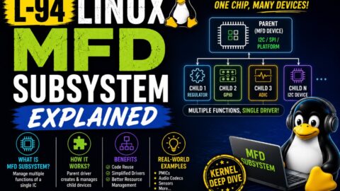 L-94 Linux MFD Subsystem Explained, free linux drivers course, learn linux device drivers, linux driver development tutorial, free linux kernel programming, linux device driver training, open source driver development, write linux device drivers, linux kernel driver course, free embedded linux drivers, linux driver tutorial pdf