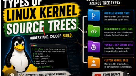 Types of Linux Kernel Source Trees, free linux kernel development course, free linux device drivers course, free embedded linux course, free embedded systems course, linux kernel programming, linux device driver tutorial, embedded linux tutorial, learn embedded systems, free linux training, embedded systems programming.