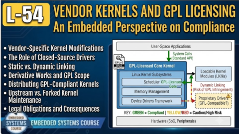 L-54 Vendor Kernels And GPL Licensing, free linux drivers course, learn linux device drivers, linux driver development tutorial, free linux kernel programming, linux device driver training, open source driver development, write linux device drivers, linux kernel driver course, free embedded linux drivers, linux driver tutorial pdf