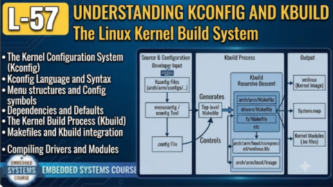 L-57 Understanding Kconfig And Kbuild, free linux drivers course, learn linux device drivers, linux driver development tutorial, free linux kernel programming, linux device driver training, open source driver development, write linux device drivers, linux kernel driver course, free embedded linux drivers, linux driver tutorial pdf
