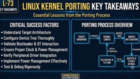 L-73 Linux Kernel Porting Key Takeaways, free linux drivers course, learn linux device drivers, linux driver development tutorial, free linux kernel programming, linux device driver training, open source driver development, write linux device drivers, linux kernel driver course, free embedded linux drivers, linux driver tutorial pdf