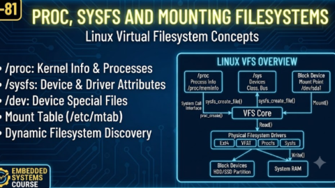 L-81 proc, sysfs and Mounting Filesystems, free linux drivers course, learn linux device drivers, linux driver development tutorial, free linux kernel programming, linux device driver training, open source driver development, write linux device drivers, linux kernel driver course, free embedded linux drivers, linux driver tutorial pdf