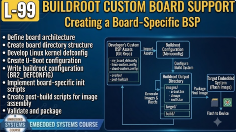 L-99 Buildroot Custom Board Support, free linux drivers course, learn linux device drivers, linux driver development tutorial, free linux kernel programming, linux device driver training, open source driver development, write linux device drivers, linux kernel driver course, free embedded linux drivers, linux driver tutorial pdf