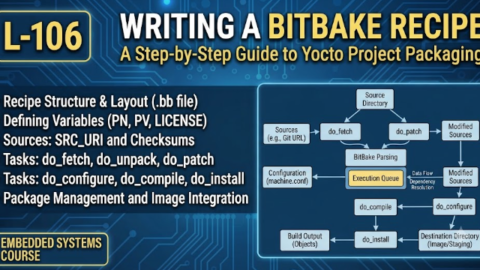 L-106 Writing a BitBake Recipe, free linux drivers course, learn linux device drivers, linux driver development tutorial, free linux kernel programming, linux device driver training, open source driver development, write linux device drivers, linux kernel driver course, free embedded linux drivers, linux driver tutorial pdf