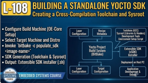 L-108 Building a Standalone Yocto SDK, free linux drivers course, learn linux device drivers, linux driver development tutorial, free linux kernel programming, linux device driver training, open source driver development, write linux device drivers, linux kernel driver course, free embedded linux drivers, linux driver tutorial pdf
