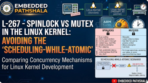 L-267 Spinlock vs Mutex in the Linux Kernel: Avoiding the "Scheduling-While-Atomic, free linux drivers course, learn linux device drivers, linux driver development tutorial, free linux kernel programming, linux device driver training, open source driver development, write linux device drivers, linux kernel driver course, free embedded linux drivers, linux driver tutorial pdf