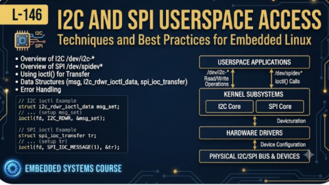 L-146 I2C and SPI Userspace Access, free linux drivers course, learn linux device drivers, linux driver development tutorial, free linux kernel programming, linux device driver training, open source driver development, write linux device drivers, linux kernel driver course, free embedded linux drivers, linux driver tutorial pdf